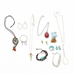 Fashion Jewelry Lot Necklaces Bracelets Earrings Southwest Beachy Western 12 pcs